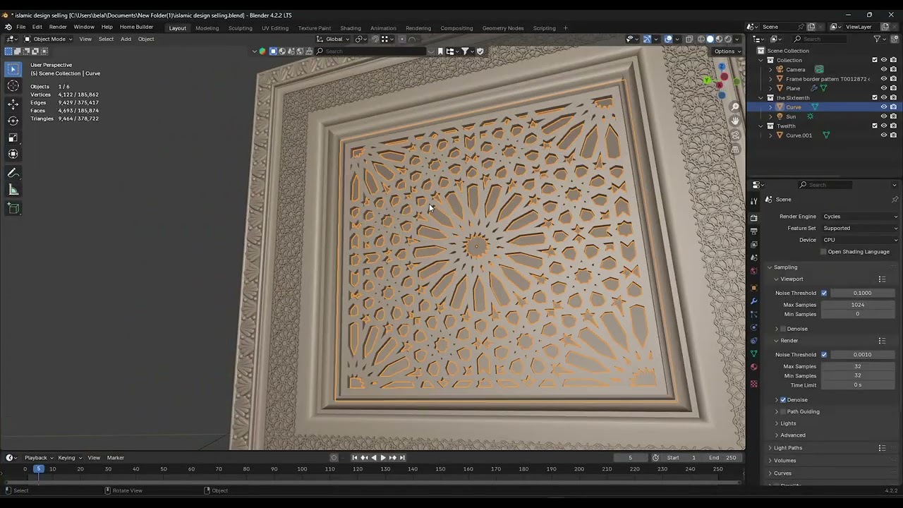 Islamic Geometric Pattern  3D Model  Decorative Design