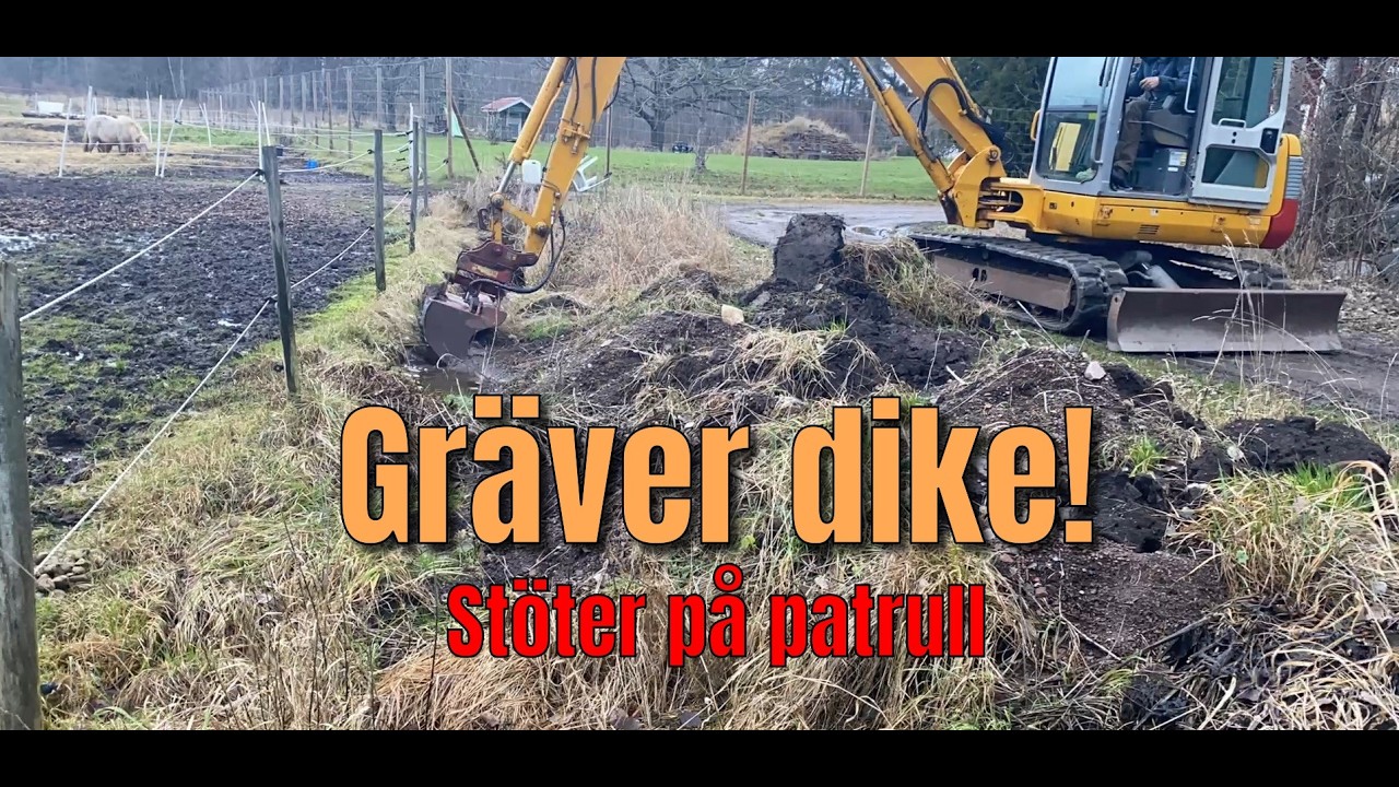 Gräver dike för att få lite dränering. Får dock bekymmer.  (GOD JUL!!!🎅🎅🎅)