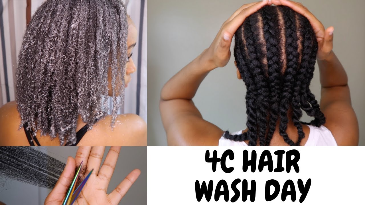 FULL WINTER WASH DAY ROUTINE FOR EXTREME MOISTURE ON 4C HAIR (deep condition, trim, corn row etc)
