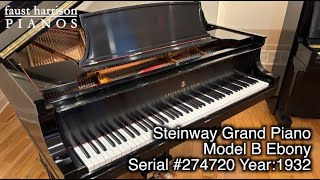 Steinway Grand Piano, Model B Ebony, 1932