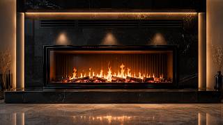 Luxury Black Granite Fireplace 🔥 | Minimalist Fireplace & Cozy Fire Ambience | 4K