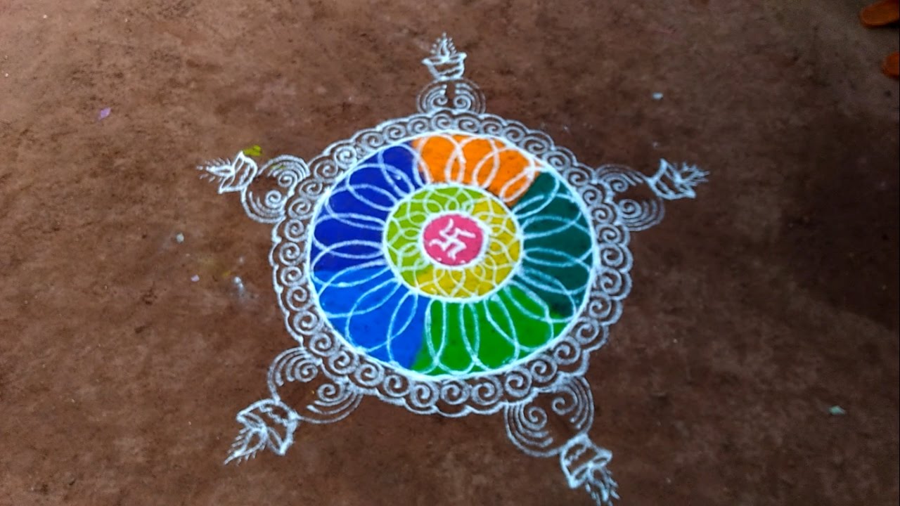 Rular Rangoli Diwali special easy and Indian Rural rangoli - YouTube