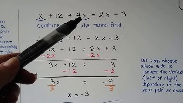 G.E.D. Math 19b, Solving multi-step Algebra equations