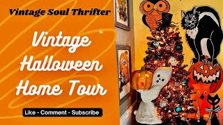 Vintage Halloween Home Tour. Thrifted Blow Molds Die Cuts, Antiques, Homegoods & Michaels Decorating