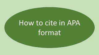 How to cite iฑ APA citation format | citaton and referencing for beginners | APA in-text citation