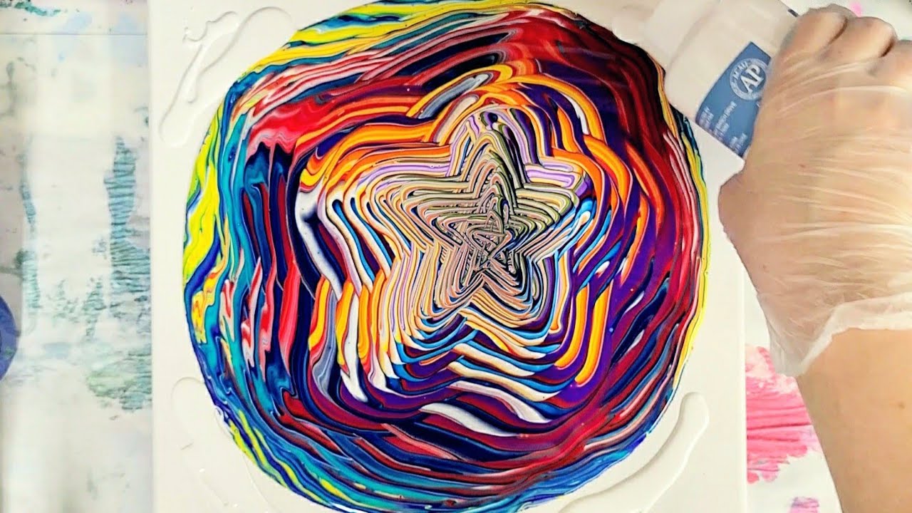 WOW! STAR acrylic pour tree ring | RAINBOW fluid art - YouTube