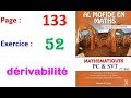 Al Moufid En Mathematique 2bac Page 133 Exercice 52 Dérivabilité 