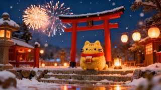 Happy New Year Lofi Jazz 🎆 Chill Pusheen Jazz Lofi / Snow Sounds for Relaxing, Sleep & Dream screenshot 4