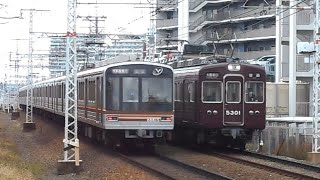 2024.02.24 阪急 5300系5301F 普通大阪梅田行き通過 大阪市高速電気軌道 66系66615F 普通高槻市行き通過 摂津市駅～正雀駅間 正音寺踏切 阪急電鉄 阪急電車 大阪メトロ