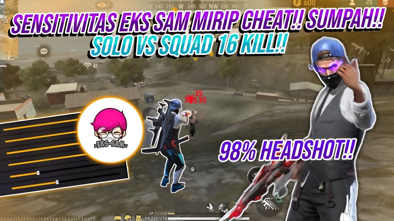 SOLO VS SQUAD NYOBAIN SENSITIVITAS EKS SAM SUMPAH MIRIP CHEAT 16 KILL!! - FREE FIRE INDONESIA