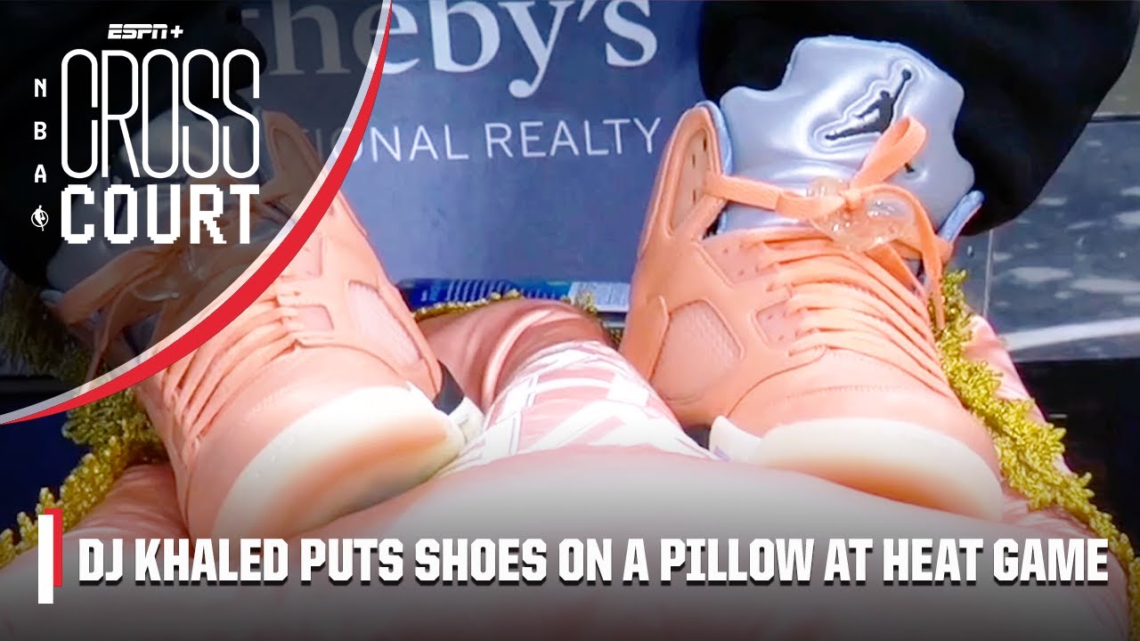 DJ Khaled Puts his Air Jordan Sneakers on Pillow at NBA Game