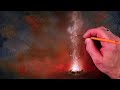 Men and fire  glowing light  acrylic landscape painting