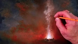 Men and Fire | Glowing Light | Acrylic Landscape Painting
