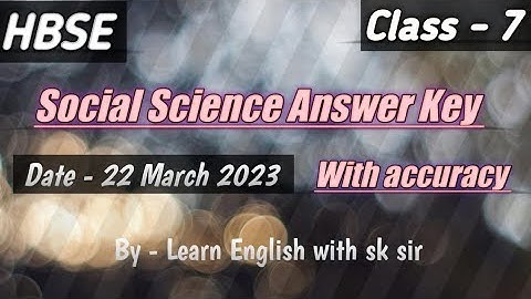 HBSE Class 7th Social Science | Answer Key 22 March 2023 | Haryana Board Solution | With Accuracy.
