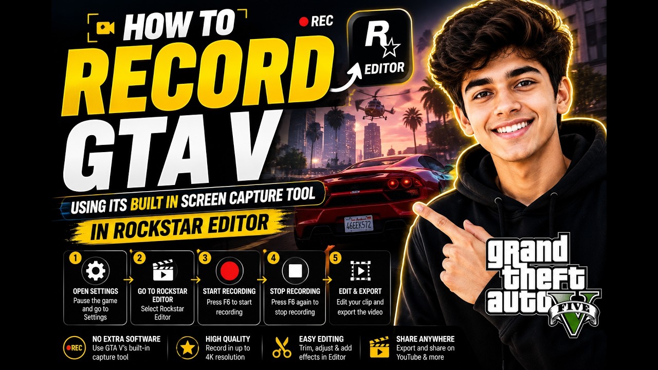 How to record GTA V using its built in screen capture tool in rockstar ...
