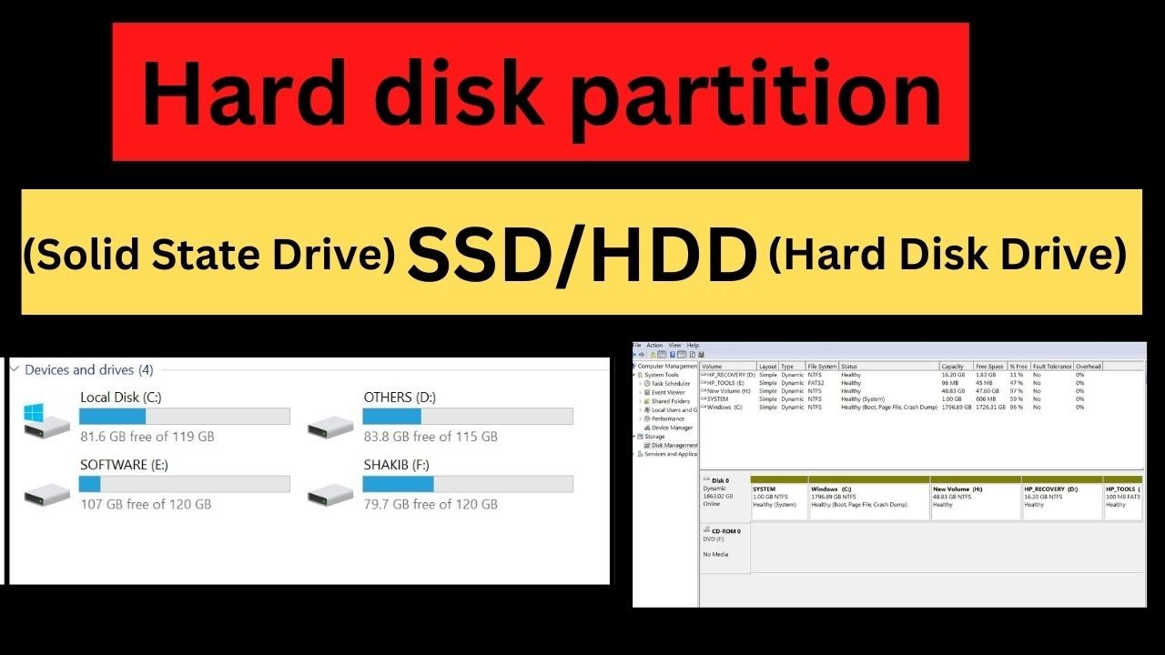 Computer Hard disk partition A to Z How to partition SSD/Hard Disk drive bangla YouTube