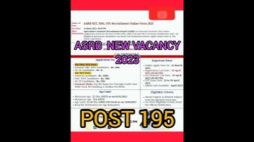 Agriculture Scientist Recruitment Board (ASRB) New vacancy 2023 #latest #short #viral