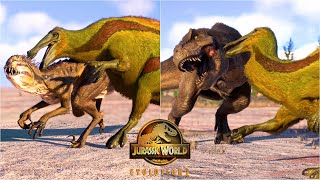 DEINOCHEIRUS KILL ANIMATION VS ALL HERBIVORE AND CARNIVORE DINOSAURS | FEATHERED SPECIES PACK JWE2