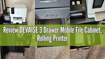 Review DEVAISE 3 Drawer Mobile File Cabinet, Rolling Printer Stand with Open Storage Shelf, Fabric L