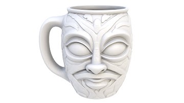 3D model of an abstract mug. A collectible, emotional mug. Superhive, CGtrader, Cults3d (no sound)