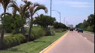 Driving up Clearwater Beach FL. Memorial causeway