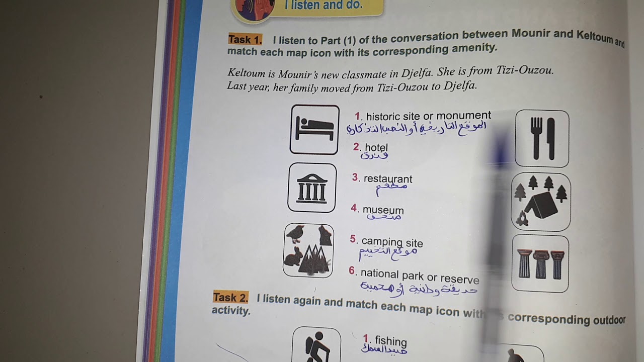 الانجليزية الثانية متوسط ص1o8التمرين 1.2