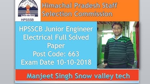 HPSSC Junior engineer electrical || full solved  Question paper|| post code 663