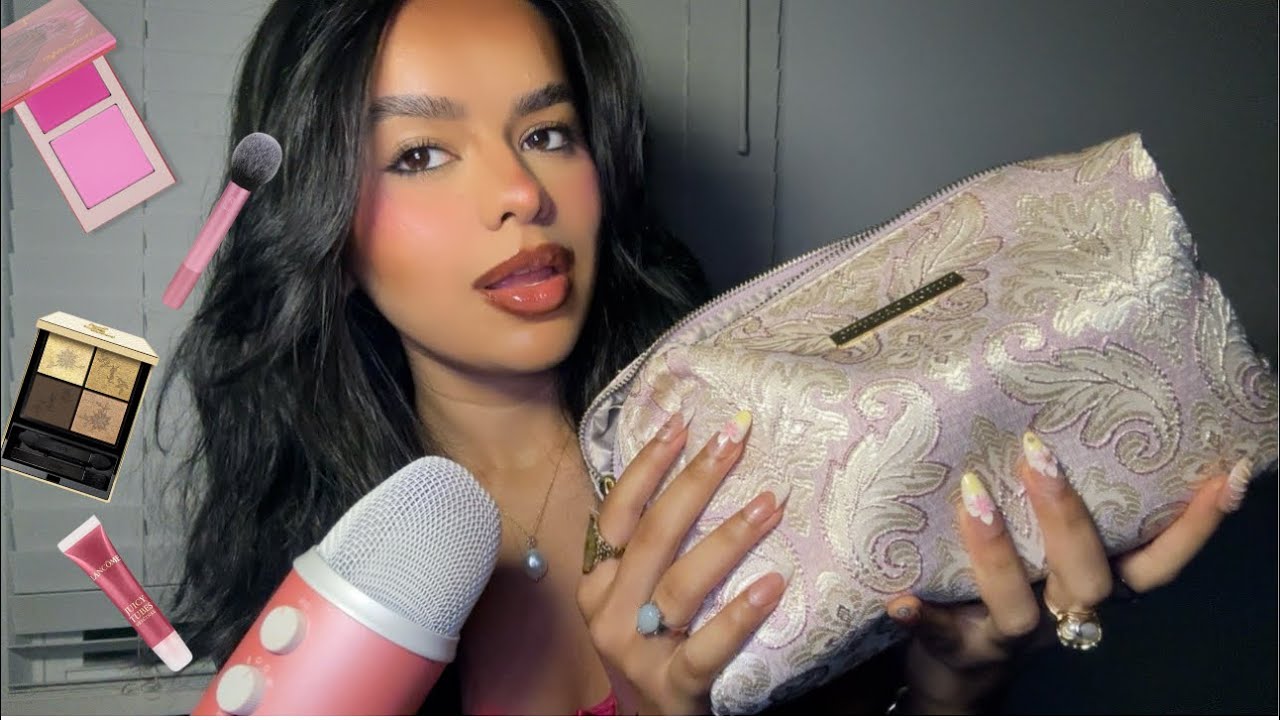 ASMR~ Extreme Clicky Whispers, Mouth Sounds, Inaudible & Tapping | What’s In My Makeup Bag 👛 