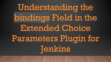 Understanding the bindings Field in the Extended Choice Parameters Plugin for Jenkins