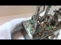 Antique enamel, bejeweled singing bird box clock