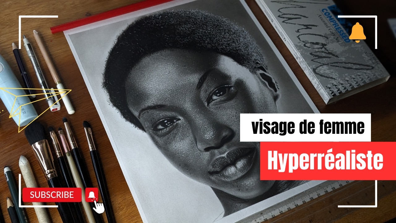 Portrait réaliste d'une femme noire au crayon ✍️ | La méthode ultime étape par étape