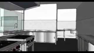 stainless steel kitchen 3d animation draft render in sketchup 2013