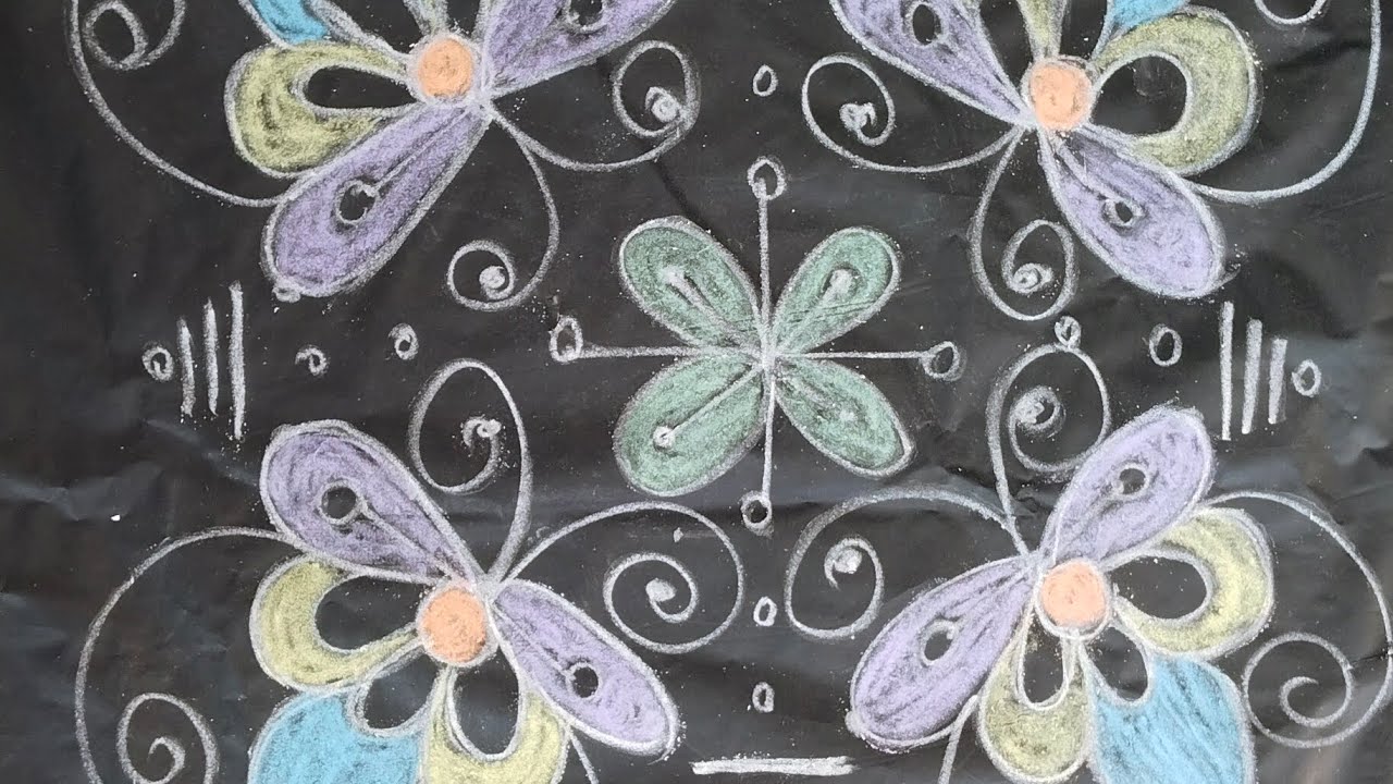 Chalk rangoli design beautiful 