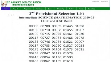 St xavier college ranchi intermediate I.sc Mathematics 2nd Provisional List Out 2020