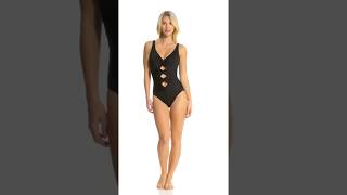 Carmen Marc Valvo Coastal Twist Solid One Piece Swimsuit | SwimOutlet.com