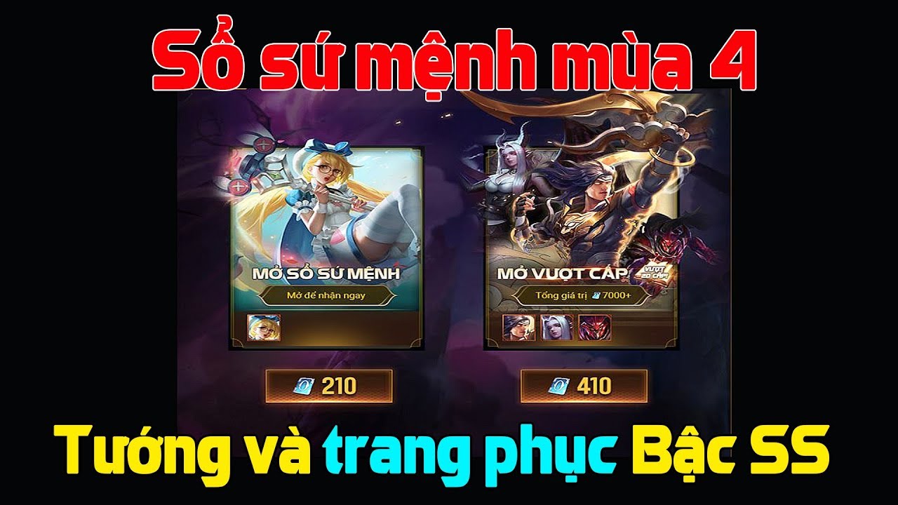 Liên Quân Mobile Khám Phá Sổ Sứ Mệnh Mùa 4 Cấp 60 Server Việt Tướng và Skin Yorn long thần soái TNG