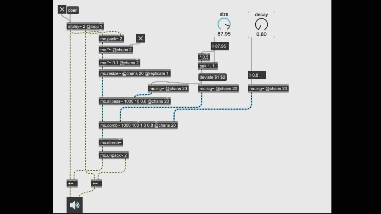 [patch free download ] max/msp simple reverb using mc. object YouTube