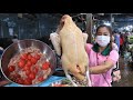 Market show, Buy duck and duck ovary for cooking / Duck soup with fermented lime