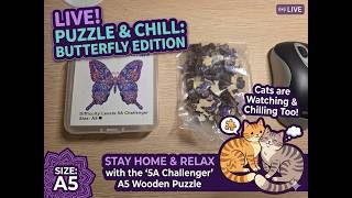 JIGSAW - LIVE: Relaxing A5 BUTTERFLY Puzzle 🧩🦋💜 Low-Energy Stream with Cat Supervision screenshot 3