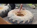 CHANGING OLD JCB TYRE WITH THE NEW ONE // JCB TYRE // JCB TYRE LOADING