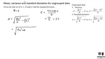 Mean, variance and standard deviation for ungrouped data