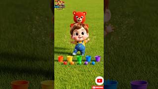 Learn Colors🔴🟠🟡🟢🔵🟣 with Balls and Boba🧸! Catch that ball! #shorts