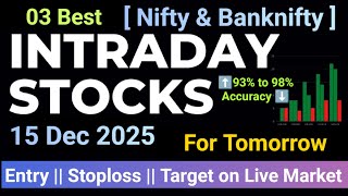 Top 3 Intraday Stocks For Tomorrow 15 Dec 25 Breakout Stocks For Tomorrow Bankniftynifty