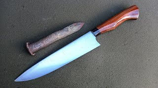 Membuat pisau dapur super tajam dari pahat batu - knife making