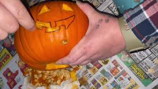 Carving a pumpkin with a Victorinox Mini Champ
