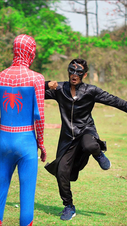 Spider man vs krrish 😂 #comedy #spiderman #krrish #shorts @ruturaj_vfx
