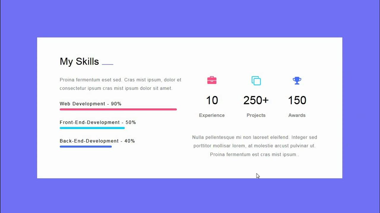 Awesome skill section design using HTML and CSS - YouTube