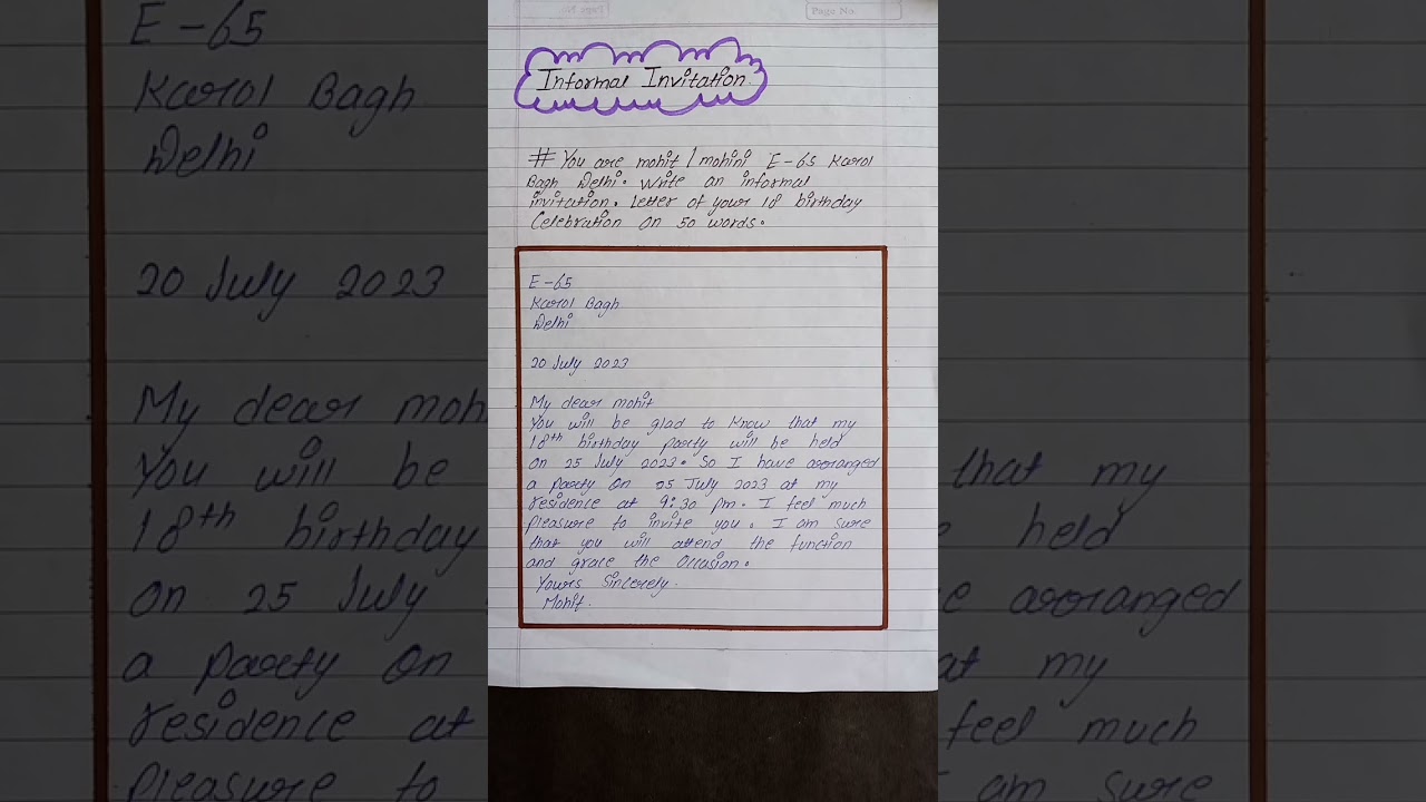 Write an informal invitation letter to your 18th birthday celebration l 