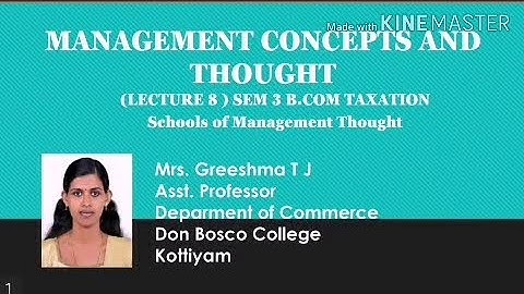MANAGEMENT CONCEPTS & THOUGHT - LECTURE 8 - S3 B.COM TAX - TRADITIONAL SCHOOL OF MANAGEMENT THOUGHT