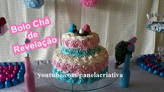 Bolo Chá de Revelação – Bolo de andar – Bolo decorado por Panela Criativa